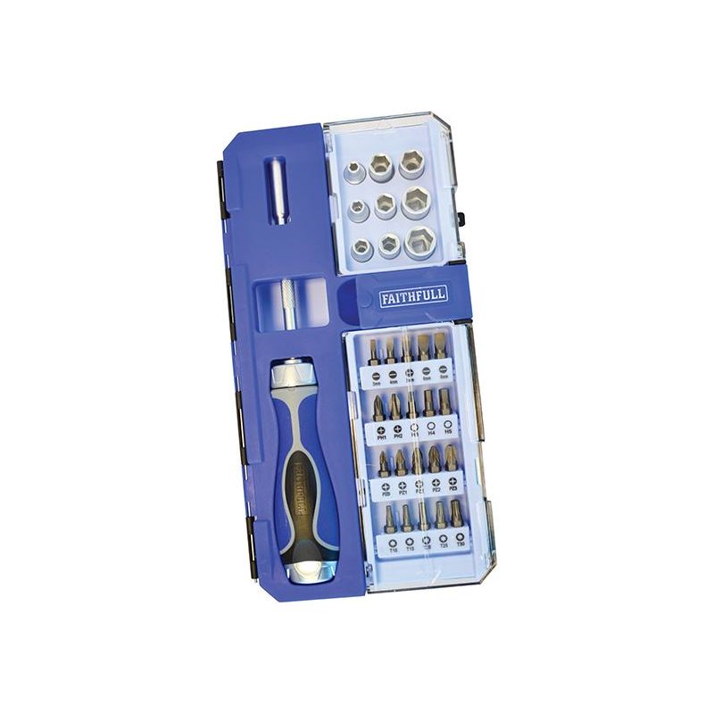 Faithfull Ratchet Screwdriver & Socket Set, 33 Piece Faithfull - RockBottom Northampton