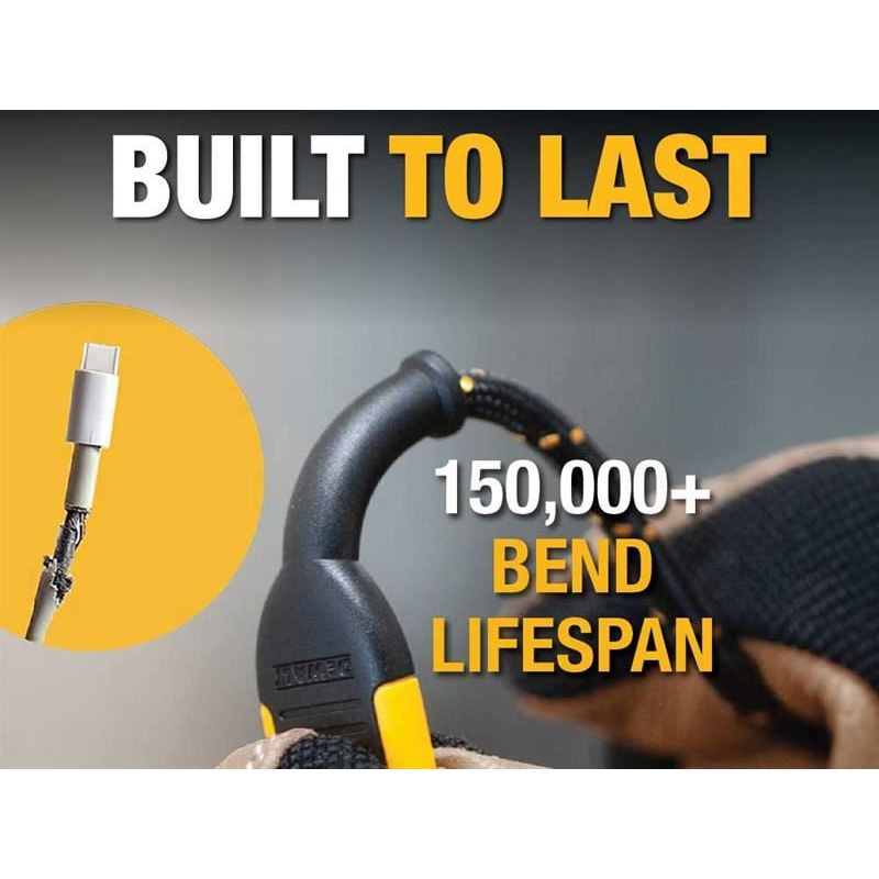 Dewalt Telecoms USB A to Lightning® Reinforced Charging Cable 1.8m (6ft) DEWALT Telecoms - RockBottom Northampton