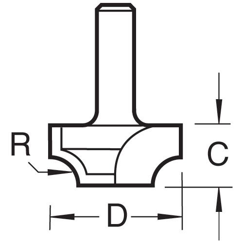 7/4X1/2TC - Ovolo rounding over cutter 8mm radius