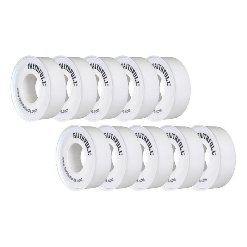 Faithfull P.T.F.E Tape 12mm x 12m White (Pack 10) Faithfull - RockBottom Northampton