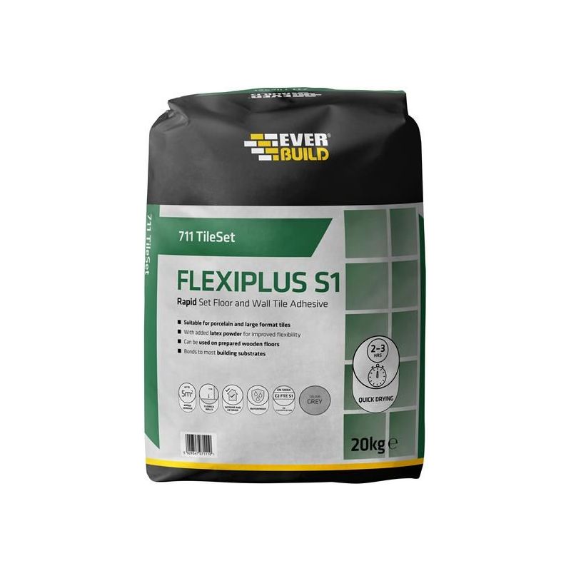 Everbuild Sika 711 TileSet Flexiplus Tile Adhesive White 20kg Everbuild Sika - RockBottom Northamptin