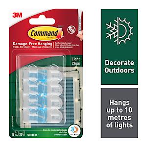 Command Outdoor Light Clips Clear - 16 Pack