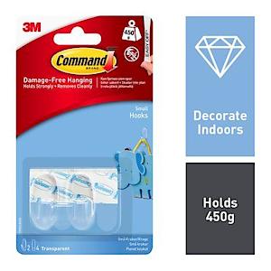 Command Small Clear Hooks with Clear Strips