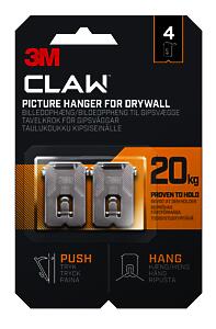 3M Claw Drywall Picture Hanger 20kg - 4 Pack