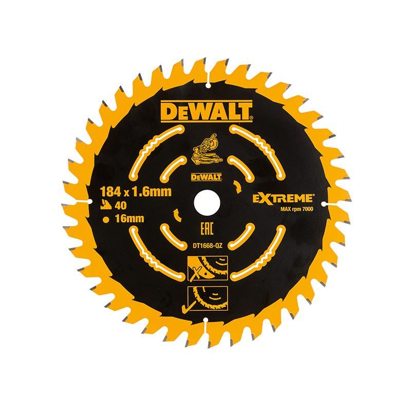 Dewalt Power Tools Cordless Mitre Saw Blade For DCS365 184 x 16mm x 40T DeWALT Power Tools - RockBottom Northampton