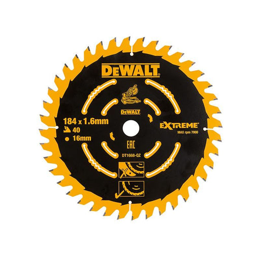 Dewalt Power Tools Cordless Mitre Saw Blade For DCS365 184 x 16mm x 40T DeWALT Power Tools - RockBottom Northampton