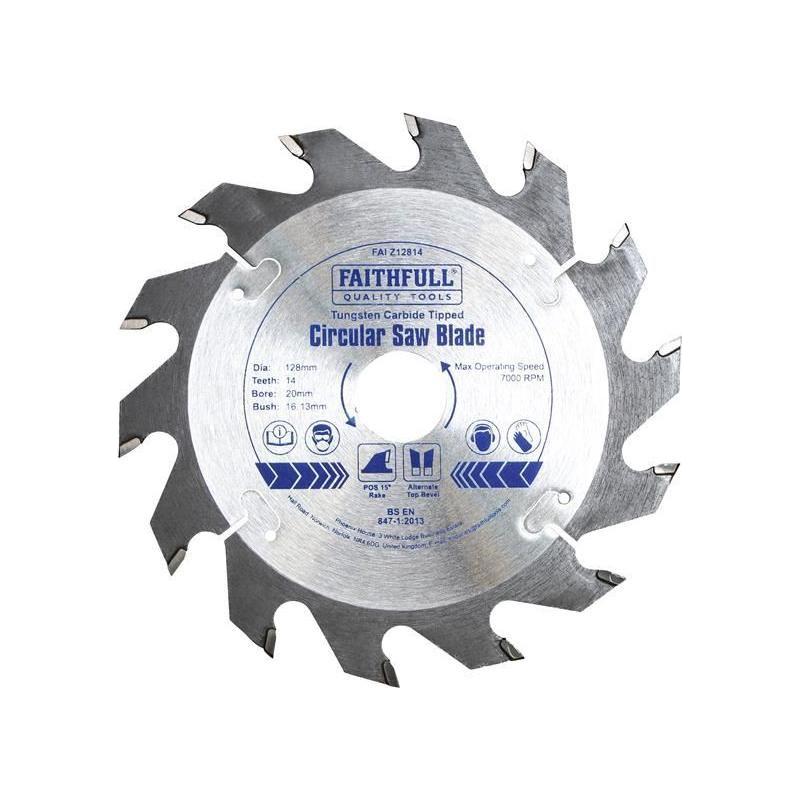 Faithfull TCT Circular Saw Blade 128 x 20mm x 14T POS Faithfull - RockBottom Northampton