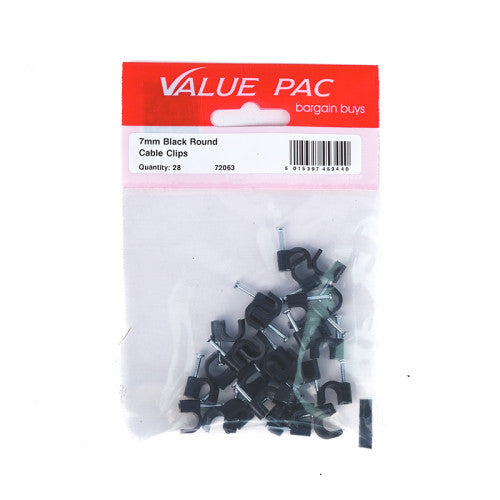7mm Black Round Cable Clips