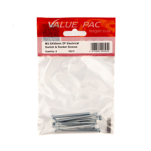 M3.5 x 50mm ZP Electrical Switch & Socket Screws (Pack of 8)