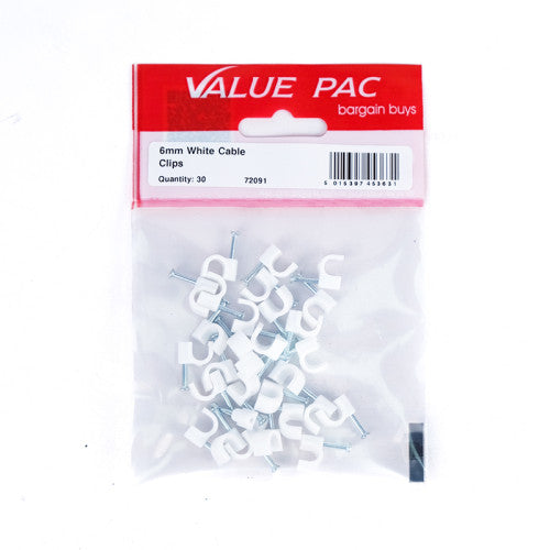 6mm White Cable Clip