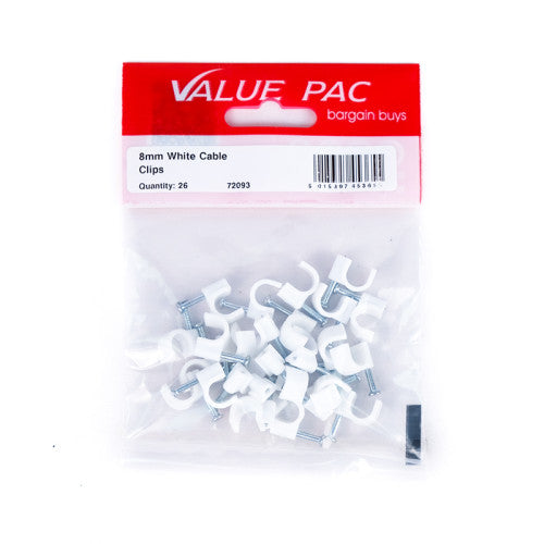 8mm White Cable Clip