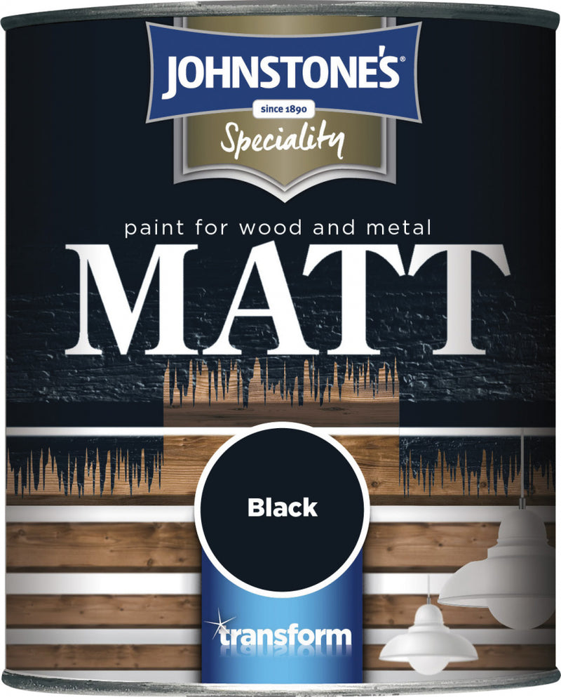 Johnstone's Paint For Wood & Metal 250ml Black Matt