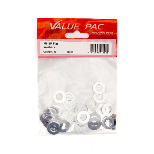 M8 ZP Flat Washers 40pk