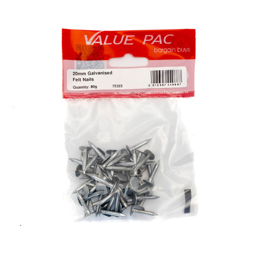 20mm Galv Felt Nails (80g Pack)