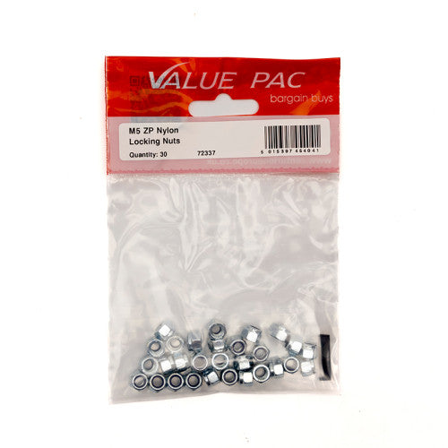 M5 ZP Nylon Locking Nuts 30pk
