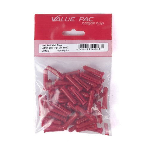Screw Size 6-8/Drill 6mm Red 'Redi' Plugs 55pk