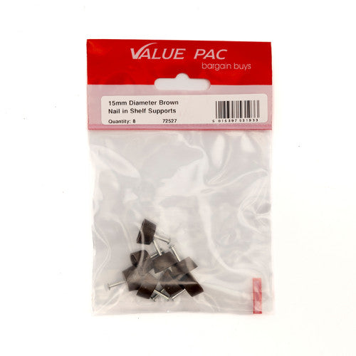 15mm Diameter Brown Nail In Shelf Supports (Pack of 8)
