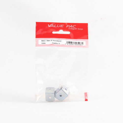 19mm x 19mm ZP Steel Bracket (Pack of 5)