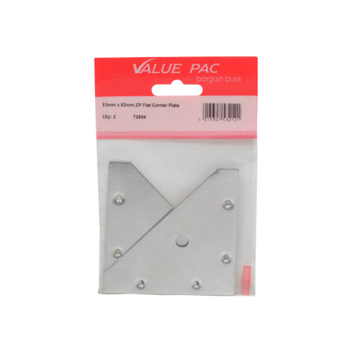 83mm x 83mm ZP Flat Corner Plate 2pk