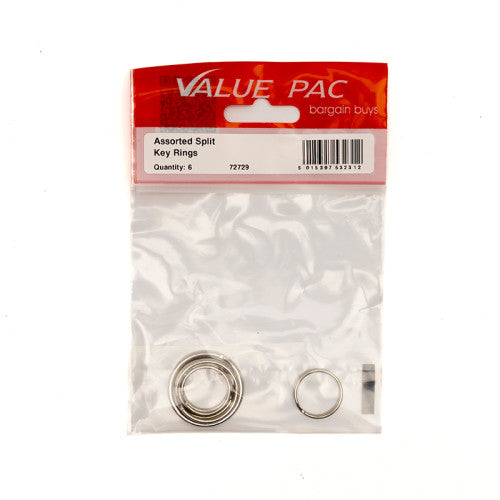 Assorted Split Key Rings (Pack of 6)