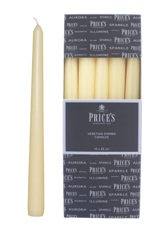 Price's Candles Venetian 10" Candle Pack 10 Ivory