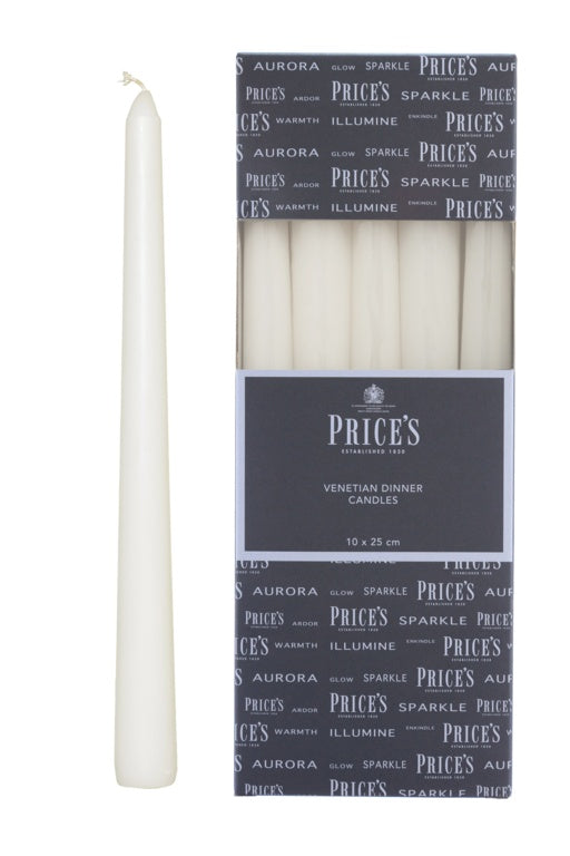 Price's Candles Venetian 10" Candle Pack 10 White