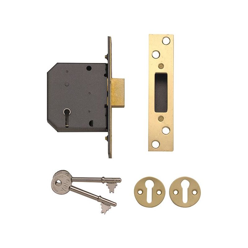 Yale Locks PM552 5 Lever Mortice Deadlock 67mm 2.5in Polished Brass Yale Locks - RockBottom Northampton