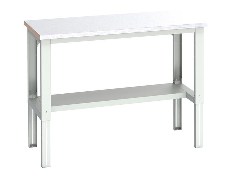 Bott Cubio Adjustable Bench with Half Shelf, Steel Clad Top 1500 x 750mm