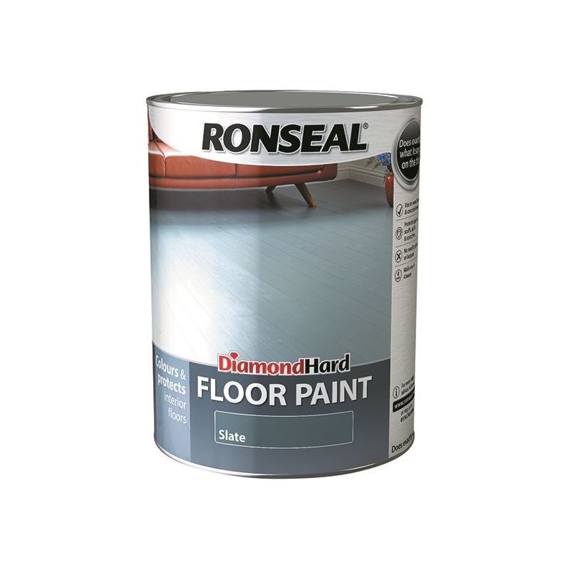 Ronseal Diamond Hard Floor Paint Satin Slate 5 litre Ronseal - RockBottom Nothampton