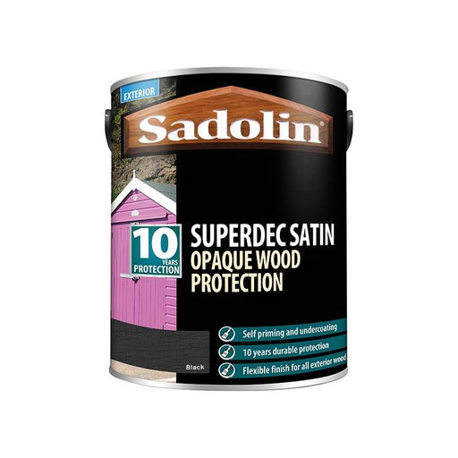 Sadolin Superdec Opaque Wood Protection Black Satin 5 litre Sadolin - RockBottom Nothampton