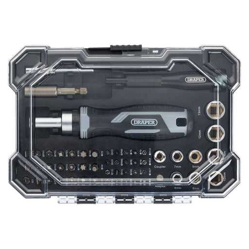 Draper Soft Grip Ratchet Screwdriver and Bit Set (55 Piece) Draper - Town Tools
