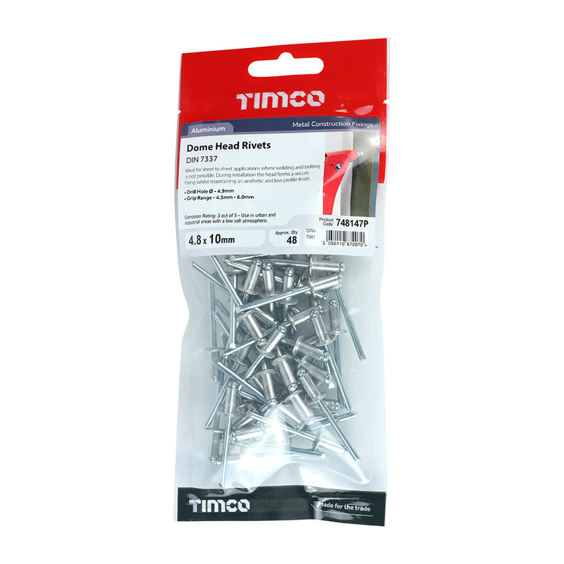 TIMCO Rivets Dome Head Aluminium — Trade Pack