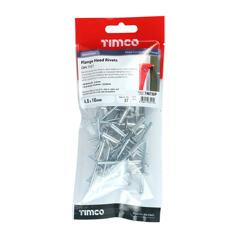TIMCO Rivets Flange Head Aluminium — Trade Pack
