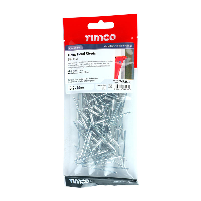 TIMCO Rivets Dome Head Aluminium — Trade Pack