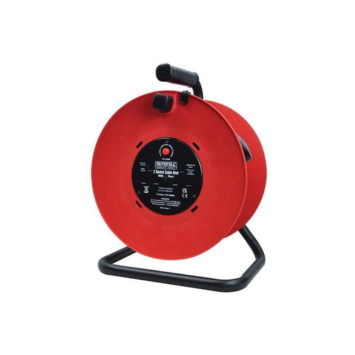 Faithfull Power Plus Open Drum Cable Reel 240V 13A 2-Socket 50m Faithfull Power Plus - RockBottom Northampton