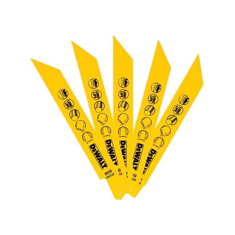 Dewalt Power Tools Bi-Metal Reciprocating Blade for Metal 152mm x 14 TPI (Pack 5) DeWALT Power Tools - RockBottom Northampton