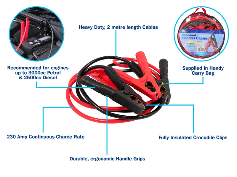 Streetwize Aluminium Booster Cable with Insulated Crocodile Clips 2m/350Amp