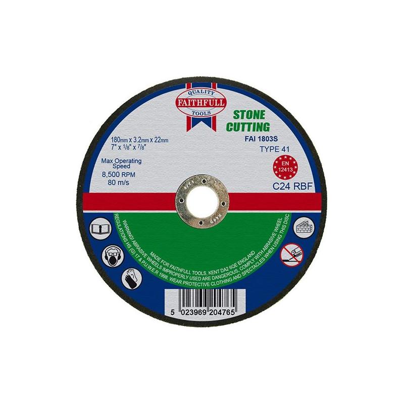 Faithfull Stone Cut Off Disc 180 x 3.2 x 22.23mm Faithfull - RockBottom Northampton