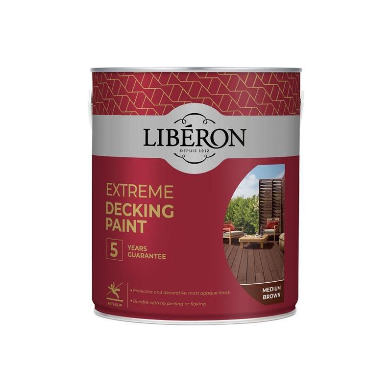 Liberon Extreme Decking Paint Medium Brown 2.5 litre Liberon - RockBottom Northampton