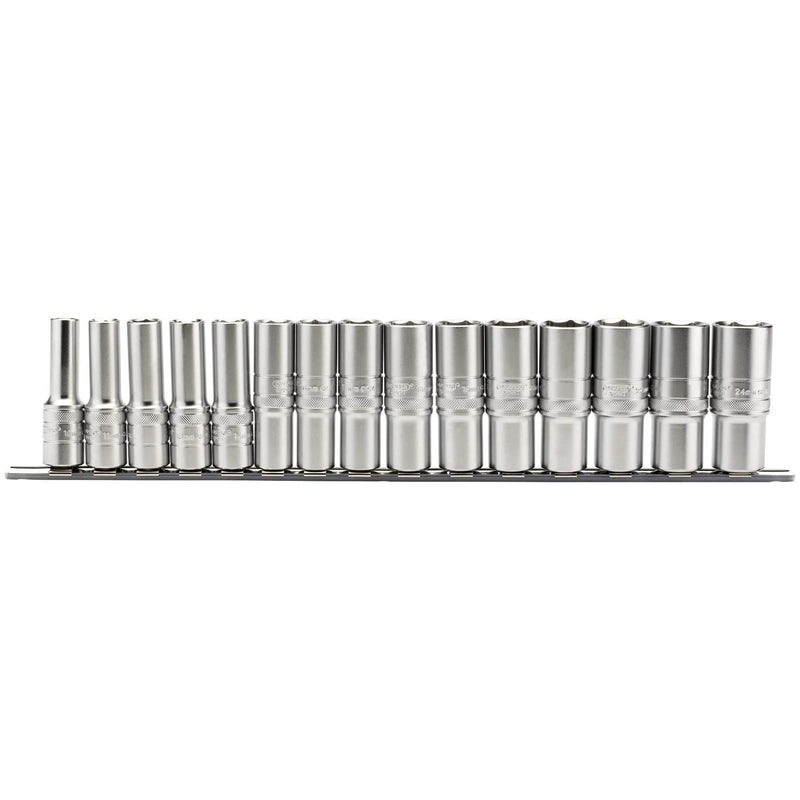 Draper Metric Deep Socket on a Metal Rail, 1/2" Sq. Dr. (15 Piece) 16499 Draper - Town Tools 