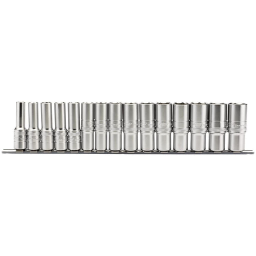 Draper Metric Deep Socket on a Metal Rail, 1/2" Sq. Dr. (15 Piece) 16499 Draper - Town Tools 