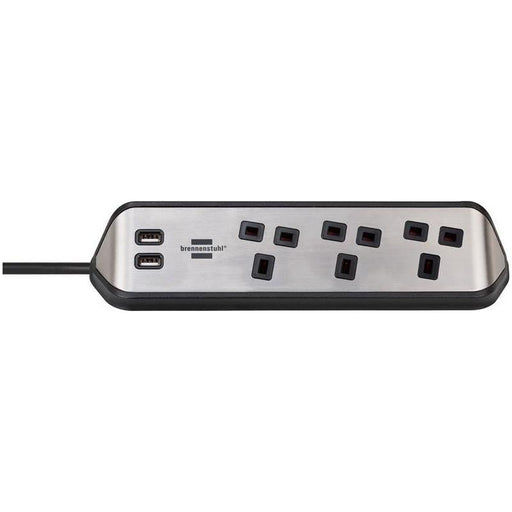 Brennenstuhl estilo Corner Extension Lead 240V 3-Gang 13A Black 2m Brennenstuhl - RockBottom Northampton