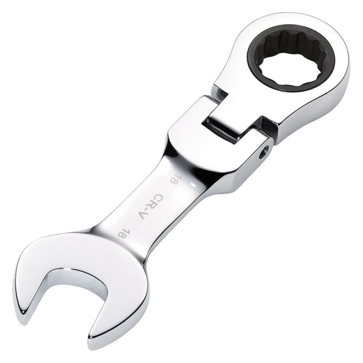 Draper HI-TORQ Metric Stubby Flexible Head Ratchet Combination Spanner, 18mm Draper - Town Tools