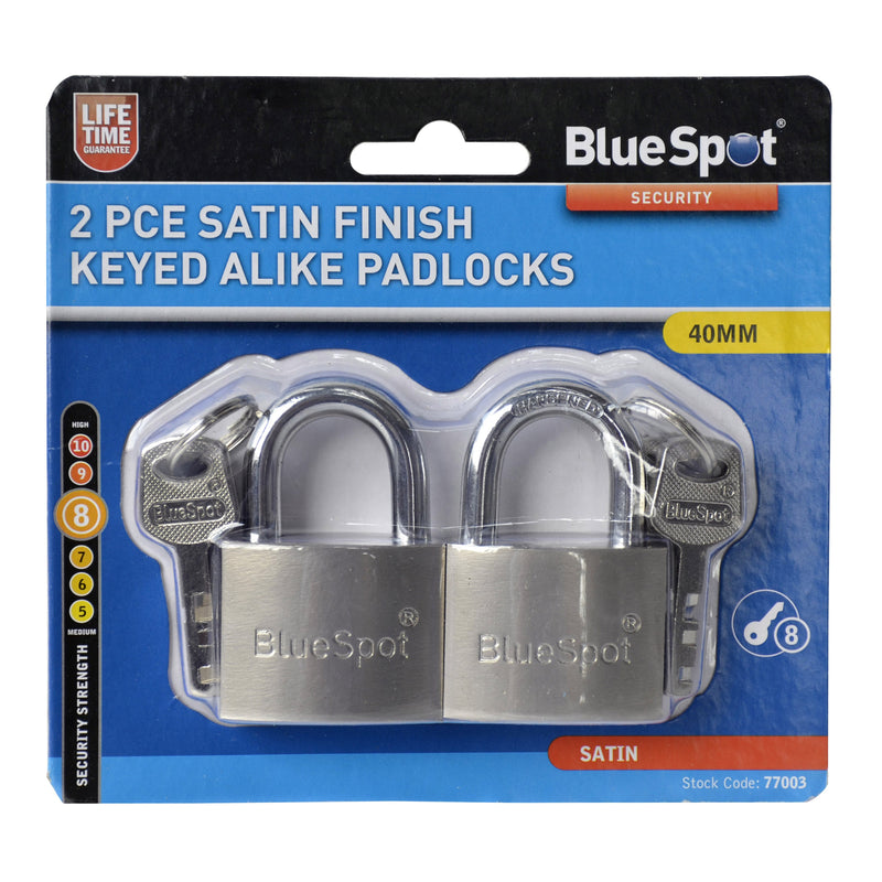 Blue Spot Tools 2 PCE Satin Finish Keyed Alike Padlocks