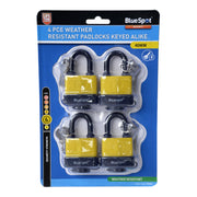 Blue Spot Tools 4 PCE 40mm Weather Resistant Padlocks Keyed Alike