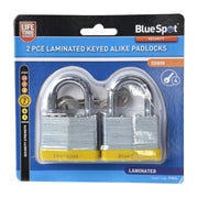 Blue Spot Tools 2 PCE 50mm Laminated Keyed Alike Padlocks