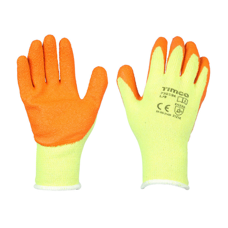 TIMCO Eco Grip Crinkle Latex Coated Polycotton Gloves Multi Pack - Large