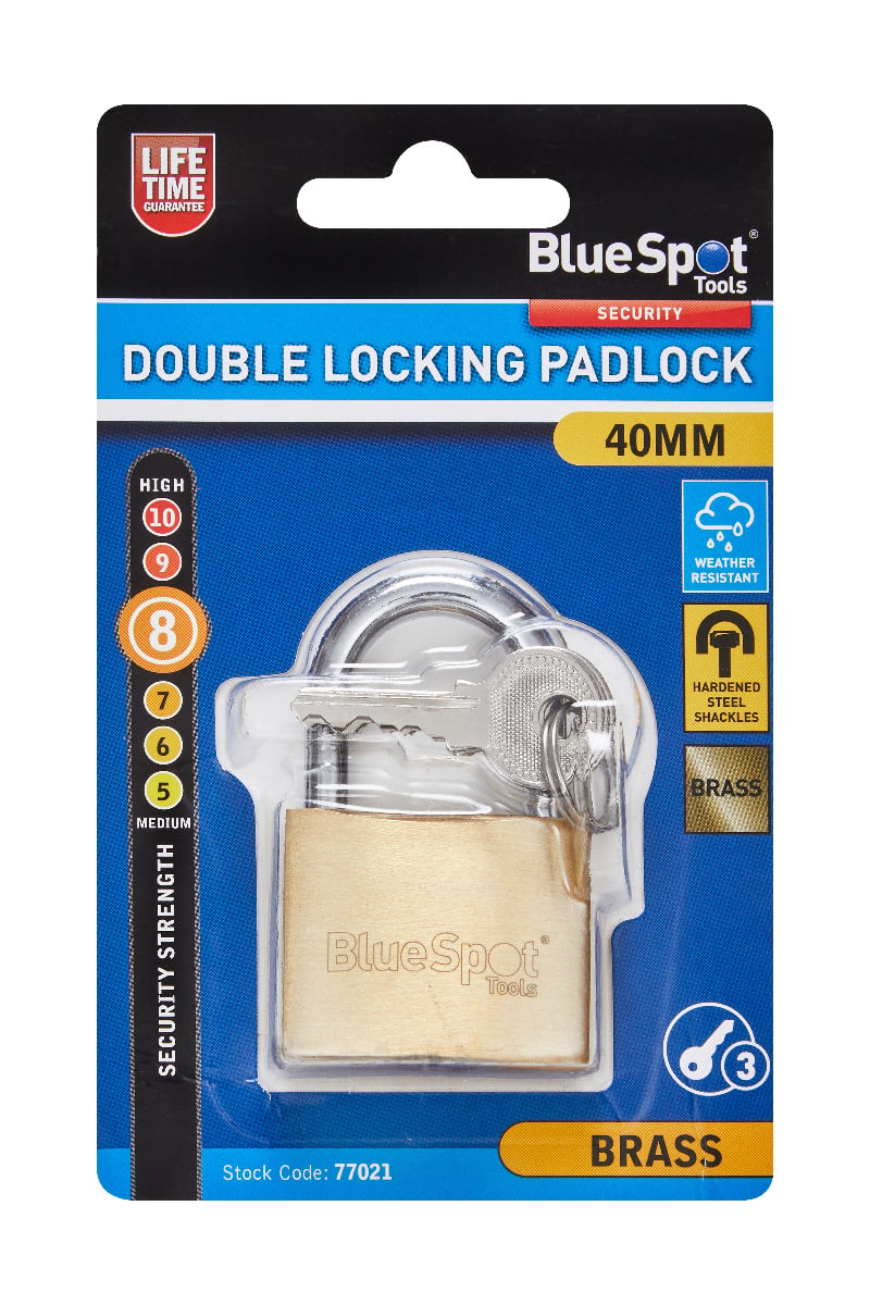 Blue Spot Tools Brass Padlock Double Locking