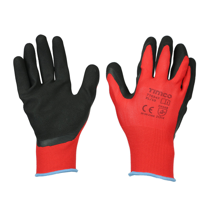 TIMCO Toughlight Grip Sandy Latex Coated Polyester Gloves - Large