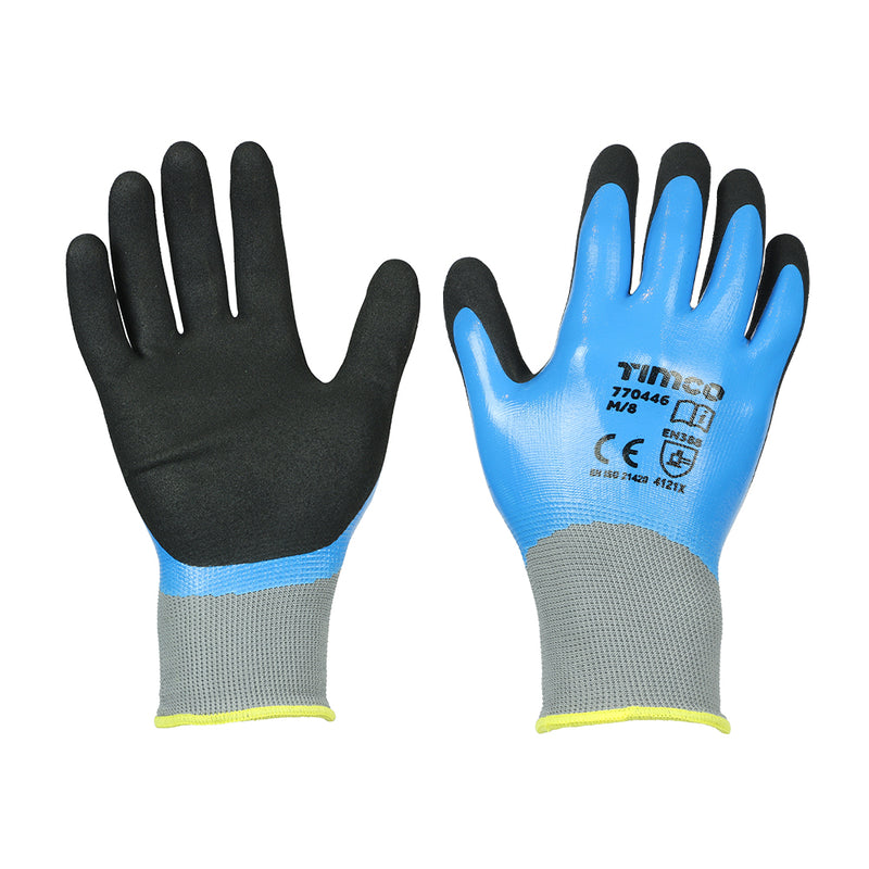 TIMCO Waterproof Grip Sandy Nitrile Foam Coated Polyester Gloves - Large